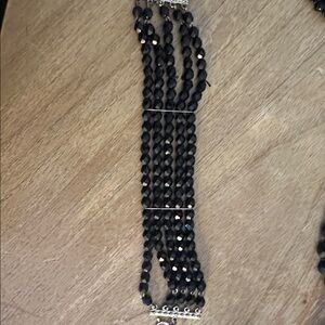 Black Beaded 5 Row Bracelet